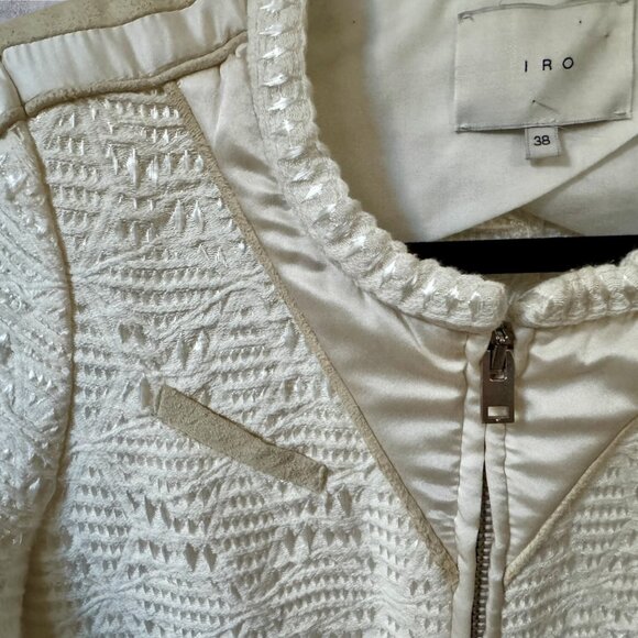 IRO Womens Felicity Jacket Ivory Size 8 ASO Kendall Jenner Silk Rocker Moto Edgy - Picture 8 of 16